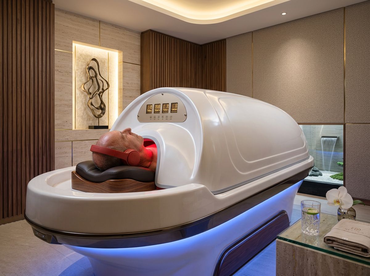 The Red Bed infrared therapy pod in professional wellness spa setting